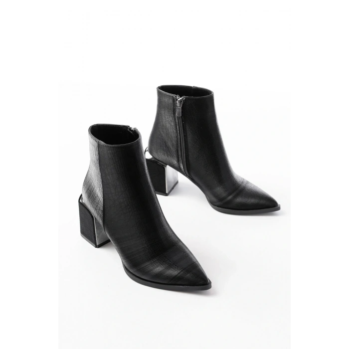 DNZ-410 Siyah Fermuarlı Topuklu Kadın Günlük Bot