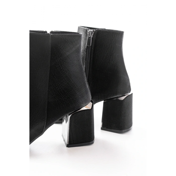 DNZ-410 Siyah Fermuarlı Topuklu Kadın Günlük Bot