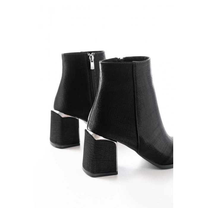 DNZ-410 Siyah Fermuarlı Topuklu Kadın Günlük Bot