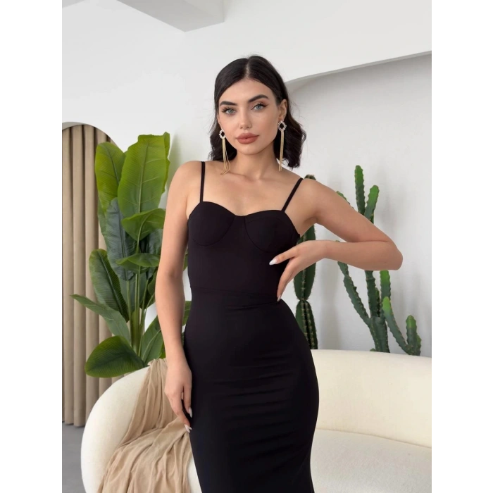 Dominic Eteği Büzgülü Midi Boy Elbise