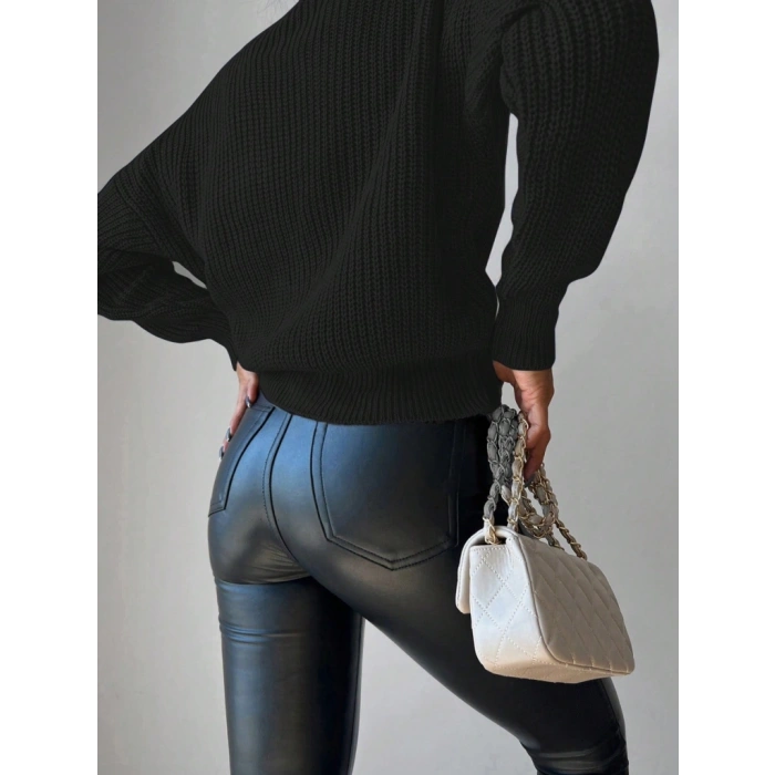 Düğme Detay Triko Bluz