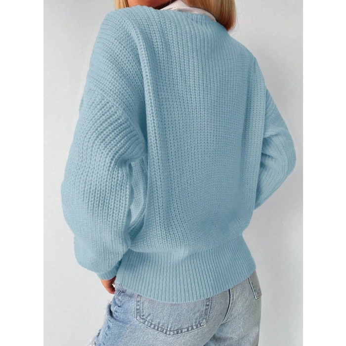 Düğme Detay Triko Bluz