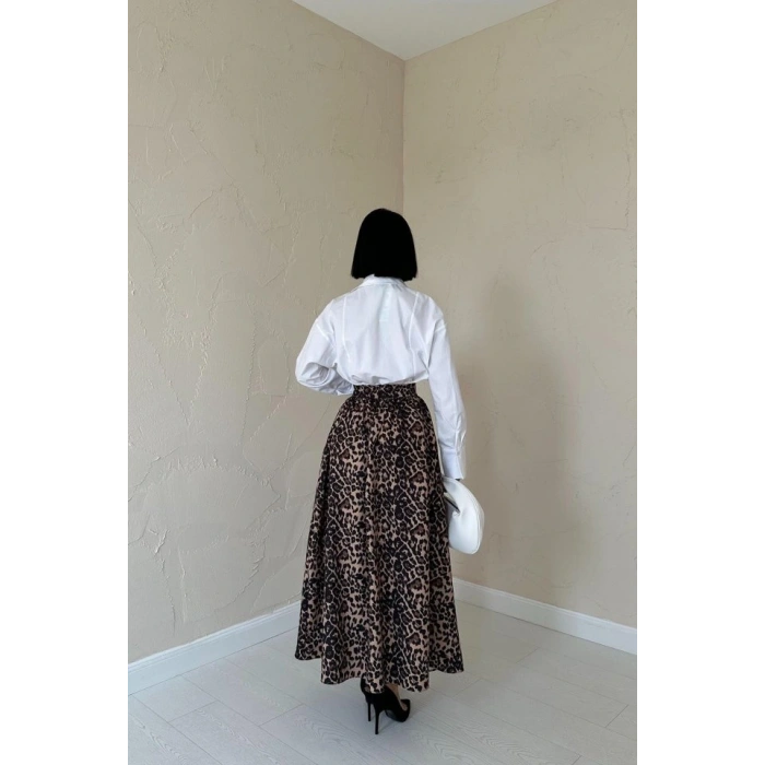 Leopar Leopar Büzgülü Uzun Etek