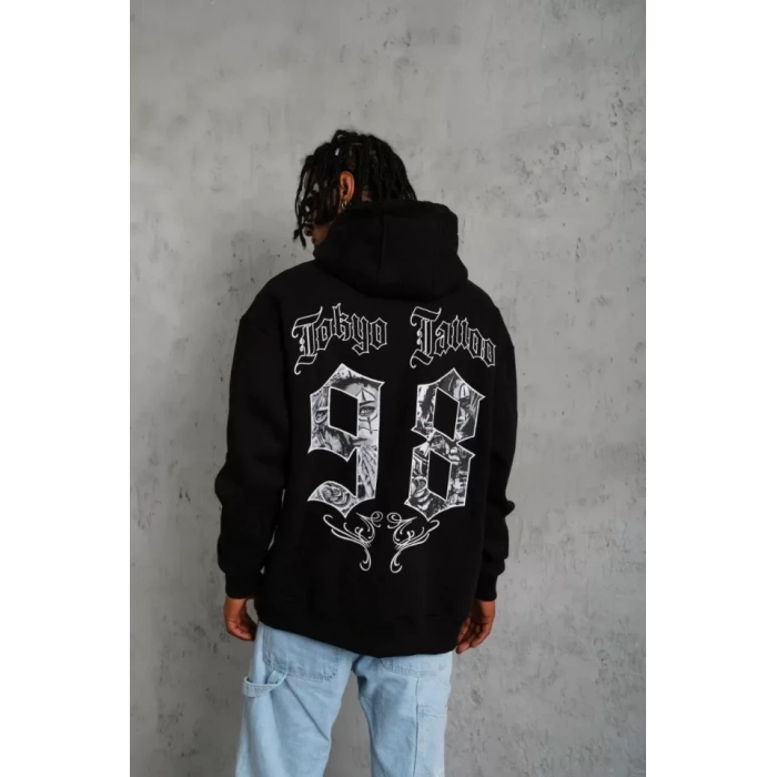 Erkek 98 Baskılı Kapşonlu weat  iyah