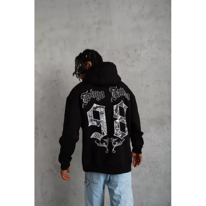 Erkek 98 Baskılı Kapşonlu weat  iyah