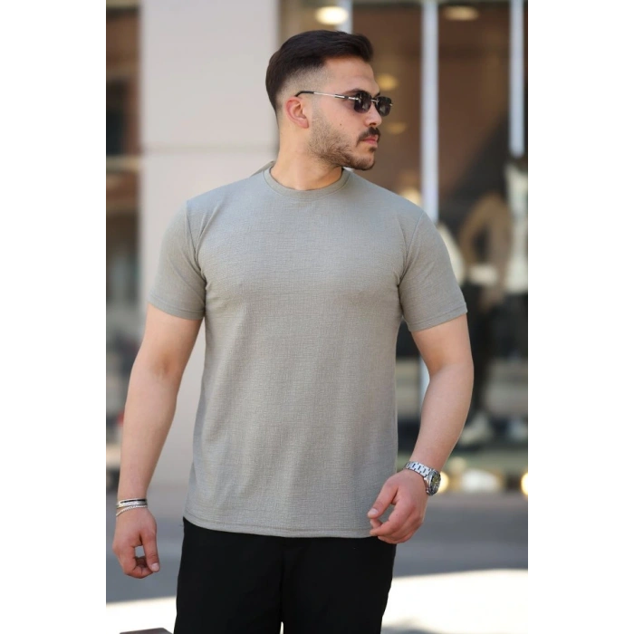 Erkek Ağaç Kabuğu Desenli Kısa Kollu Tshirt