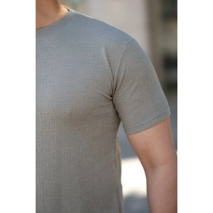 Erkek Ağaç Kabuğu Desenli Kısa Kollu Tshirt