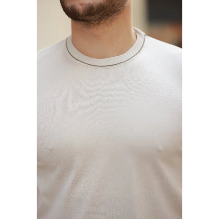 Erkek Bisiklet Yaka Ribanalı Kısa Kollu Tshirt