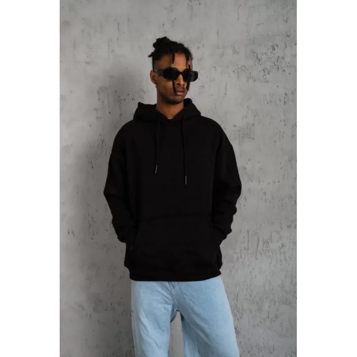 Erkek Düz Kapüşonlu weat  iyah