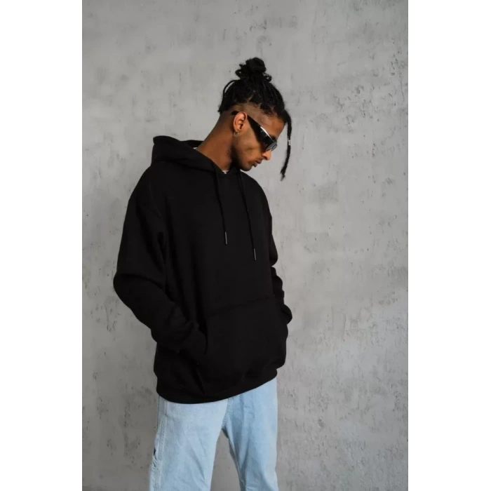 Erkek Düz Kapüşonlu weat  iyah