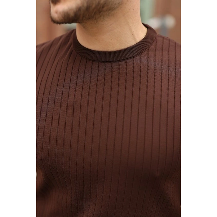 Erkek Fitilli Bisiklet Yaka Triko Tişört