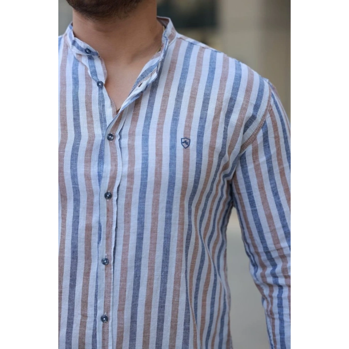 Erkek Hakim Yaka çok Renkli Gömlek