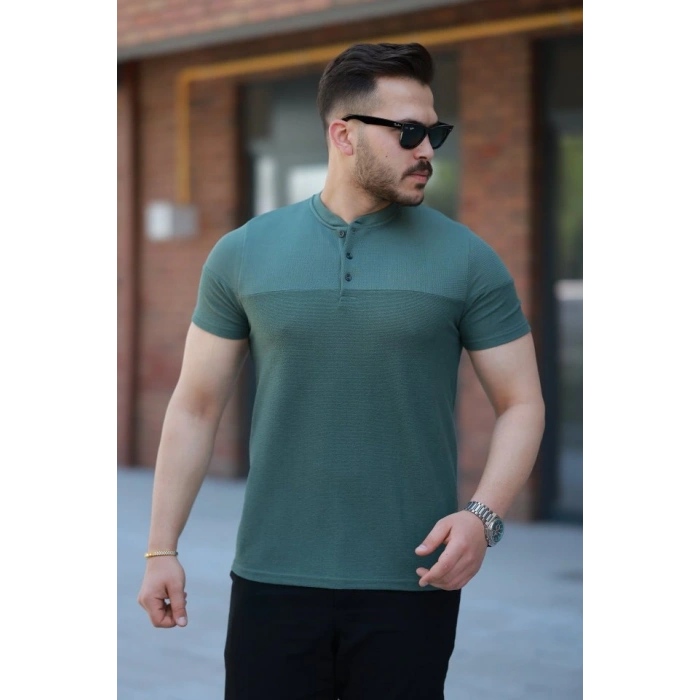 Erkek Hakim Yakalı Kısa Kollu Pamuklu Tshirt