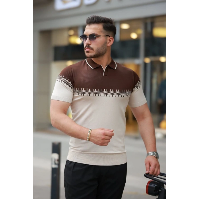 Erkek Hemşire Yaka çift Renk Kısa Kollu Tişört