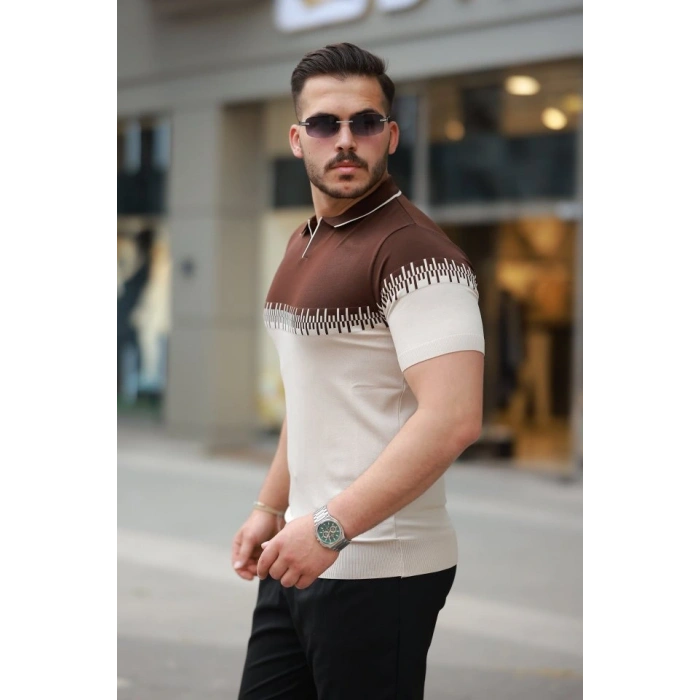 Erkek Hemşire Yaka çift Renk Kısa Kollu Tişört