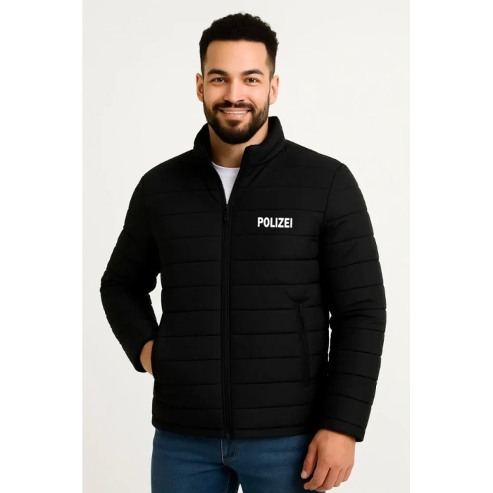 Erkek ikro u İtici Kapitone Baskılı Astarlı Fermuarlı Bomber ont  iyah