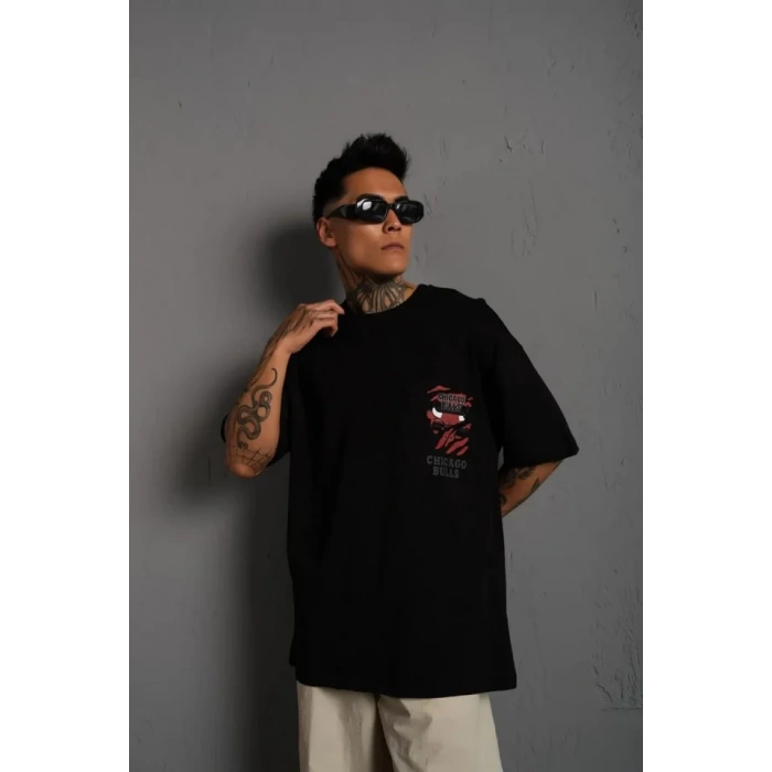 Erkek ırt Baskılı A Kalite Oversize Tshirt  iyah