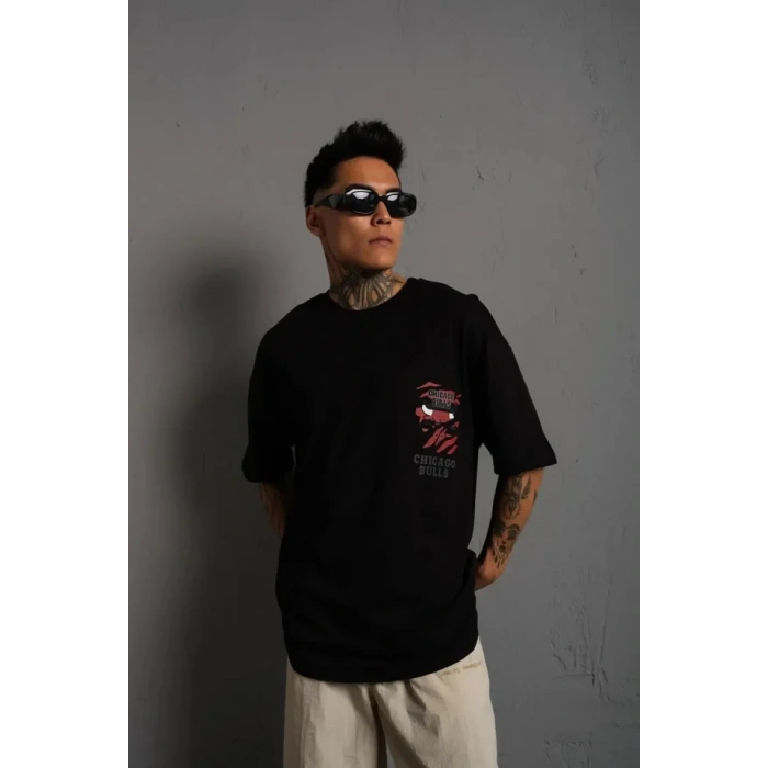 Erkek ırt Baskılı A Kalite Oversize Tshirt  iyah