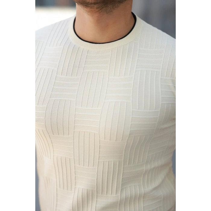 Erkek Jakarlı Ribanalı Kısa Kollu Tshirt