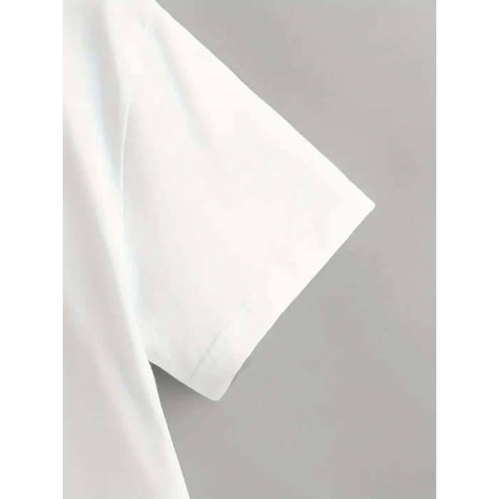 Erkek Kısa Kollu Bisiklet Yaka Baskılı Süprem Tişört