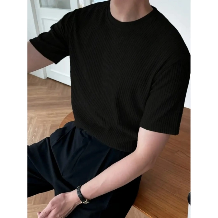 Erkek Kısa Kollu Bisiklet Yaka Triko Tişört