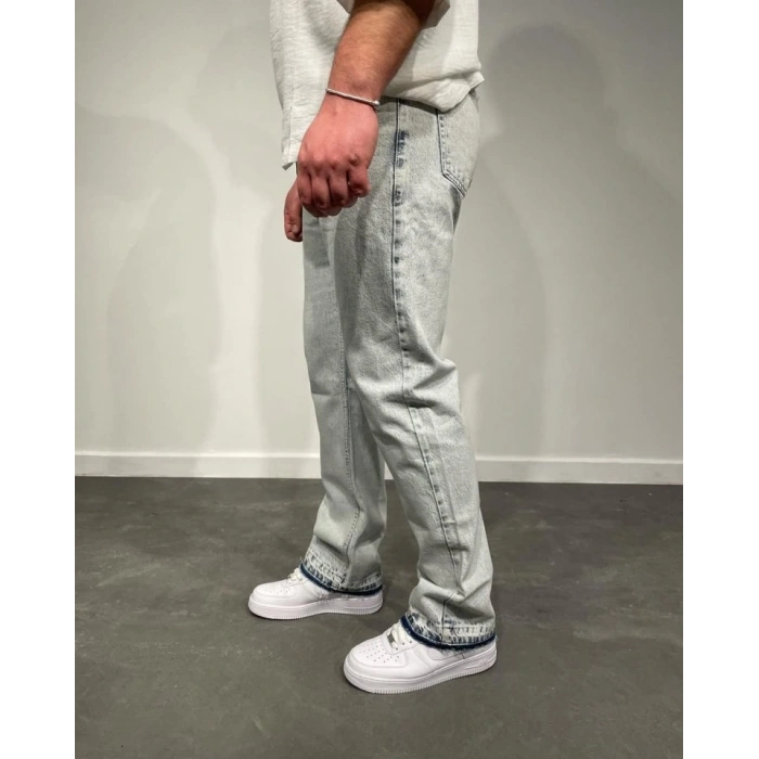 Erkek Paça Detaylı Baggy Jean