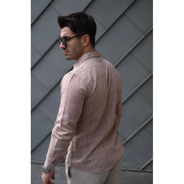 Erkek Pamuklu Keten Kumaş Gömlek