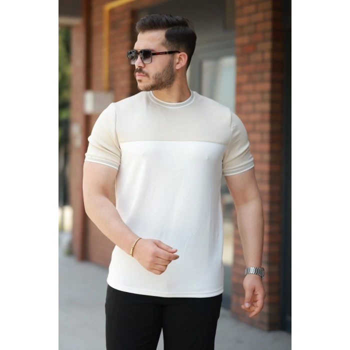 Erkek Parçalı Renk Kısa Kollu Tişört