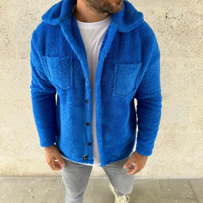 Erkek Pelüş Polar Hırka Gömlek – Yakalı, İlik Düğmeli, Göğüs Cepli, Yumuşak Dokulu Kışlık Regular Fit Rahat Günlük odel  aks avisi