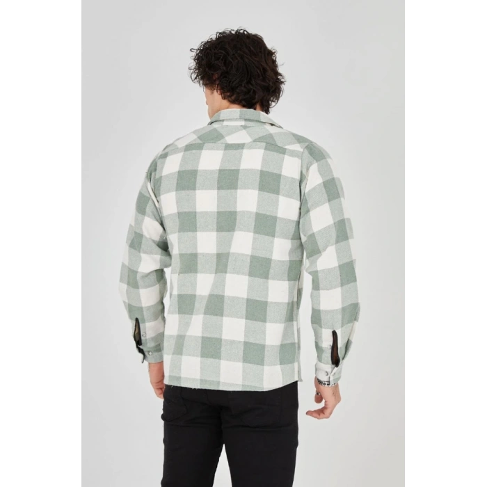 Erkek Uzun Kollu Oduncu Gömlek  int Yeşili