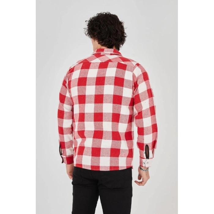 Erkek Uzun Kollu Oduncu Gömlek  Kırmızı
