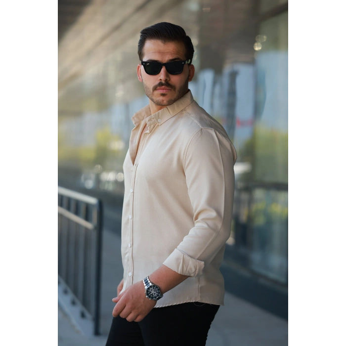 Erkek Uzun Kollu Regular ofya Keten Gömlek