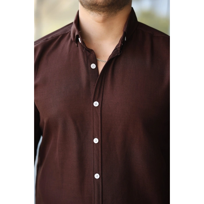 Erkek Uzun Kollu Regular ofya Keten Gömlek