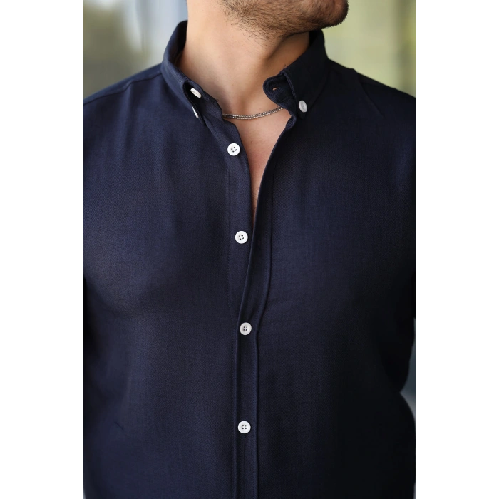 Erkek Uzun Kollu Regular ofya Keten Gömlek