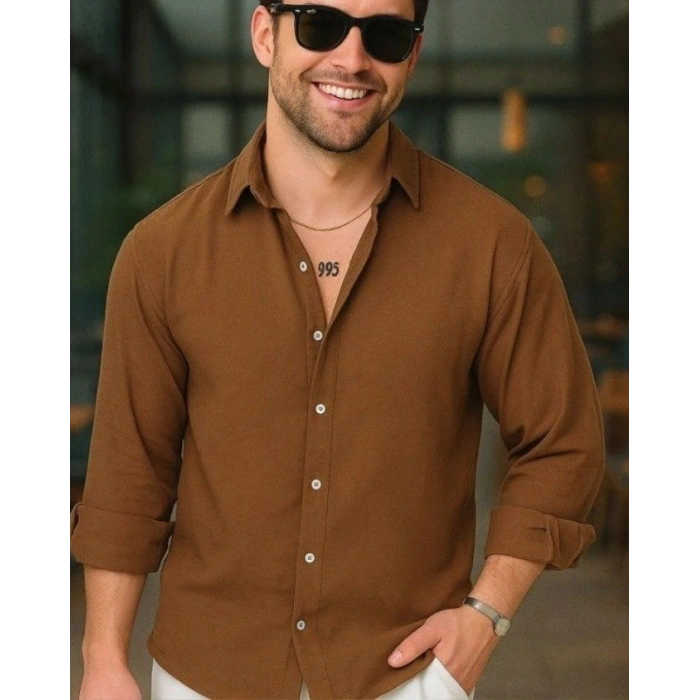 Erkek Uzun Kollu Regular ofya Keten Gömlek