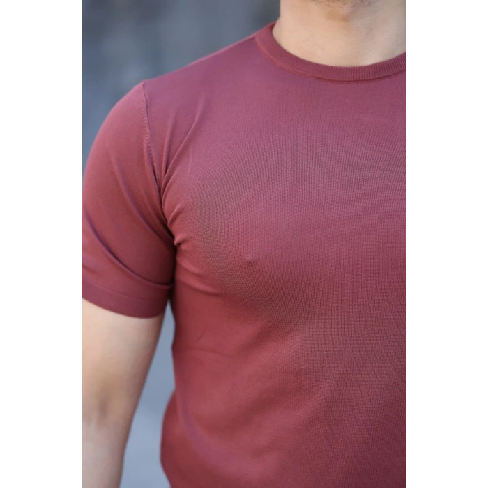 Erkek Viskon Kumaş Bisiklet Yaka Basic Tişört