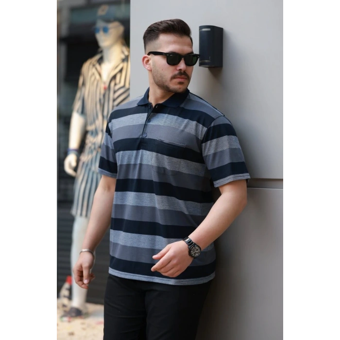 Erkek Yakalı çok Renkli Kısa Kollu Tshirt