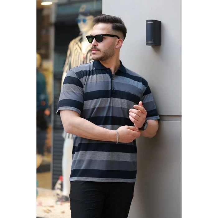 Erkek Yakalı çok Renkli Kısa Kollu Tshirt