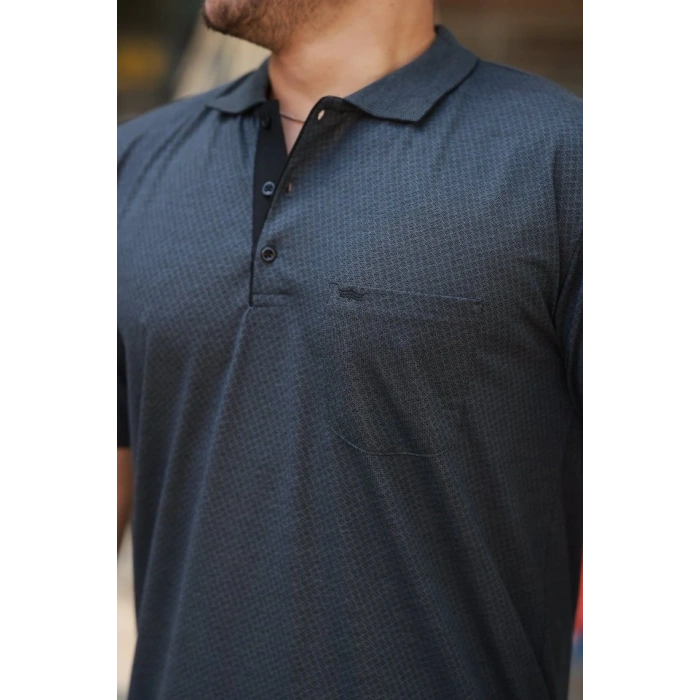 Erkek Yakalı ini Jakarlı Kısa Kollu Tshirt