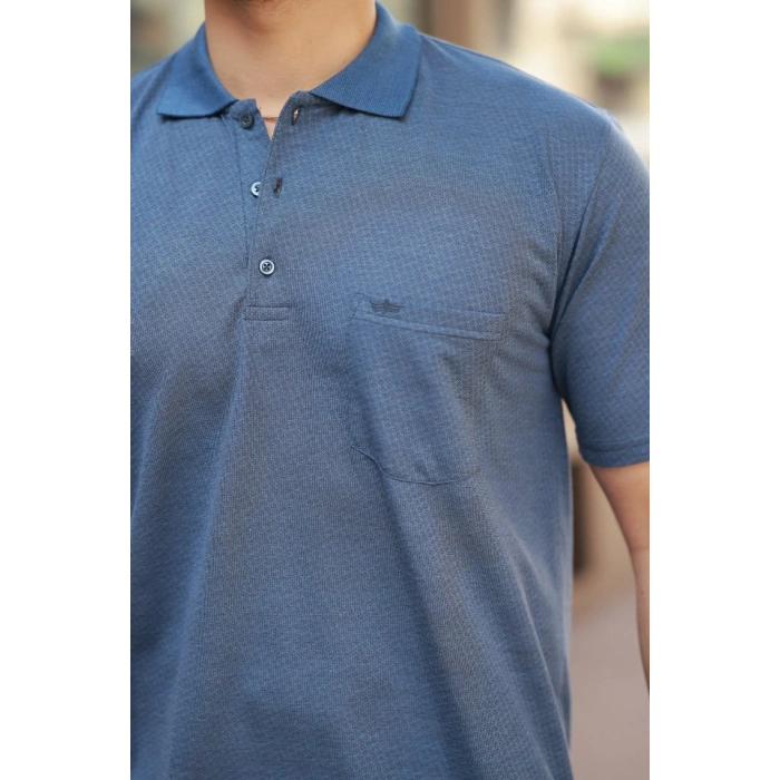 Erkek Yakalı ini Jakarlı Kısa Kollu Tshirt