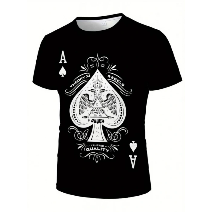 Erkekkısa Kollu Yuvarlak Yaka Desenli Viskon Tshirt