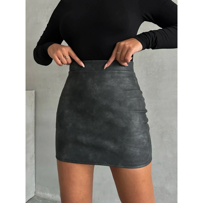 Eskitme deri mini etek