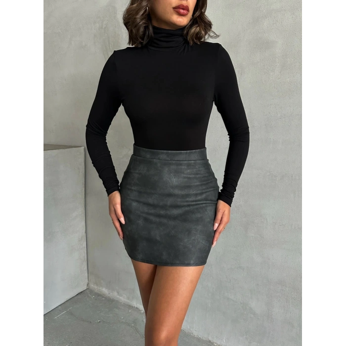 Eskitme deri mini etek