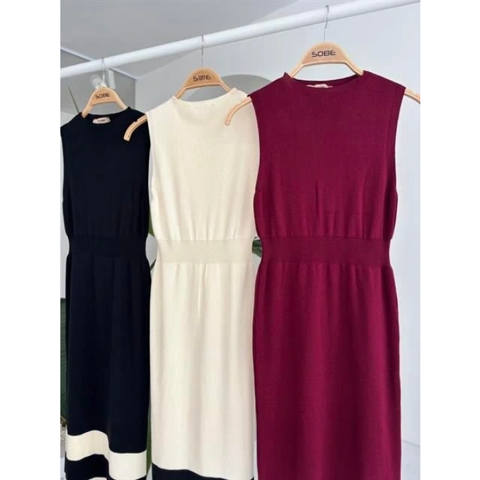 Etek Ucu Şerit Detaylı Triko Elbise 2831