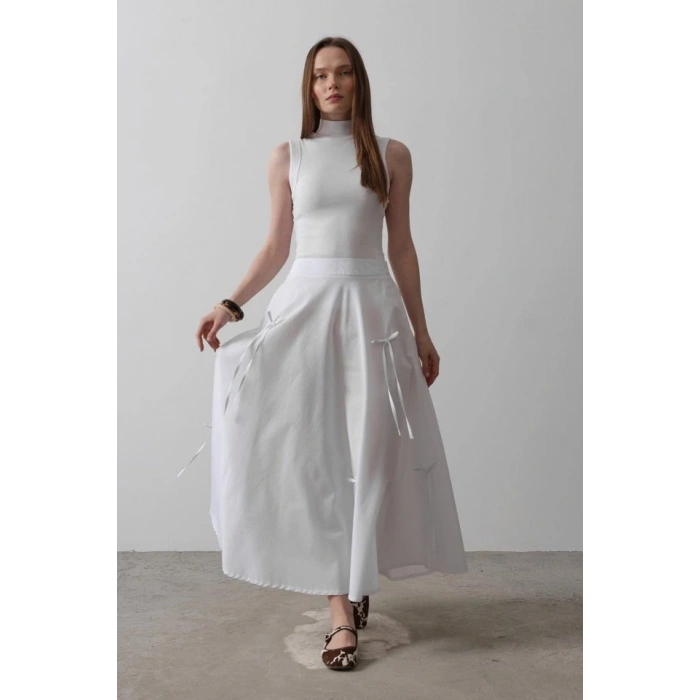 Fiyonk Kloş Etek  Beyaz