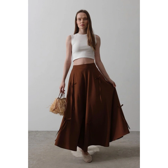 Fiyonk Kloş Etek  Kahve