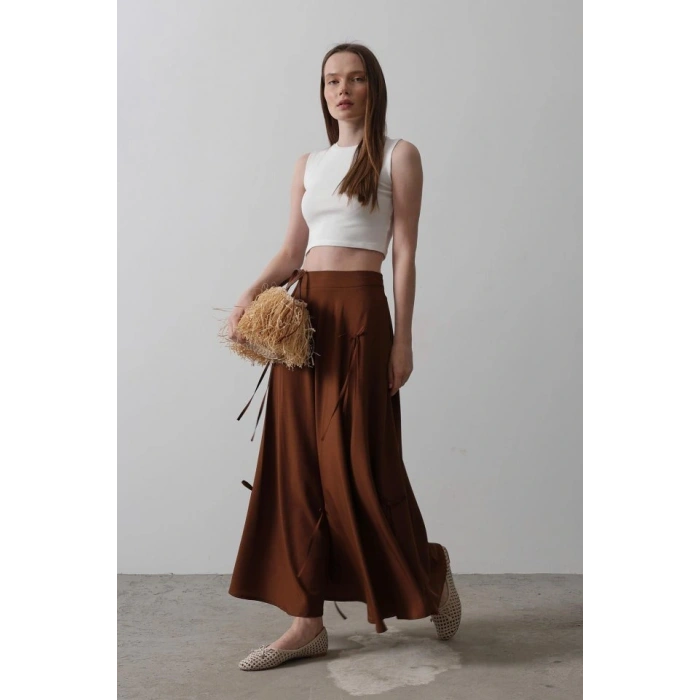 Fiyonk Kloş Etek  Kahve