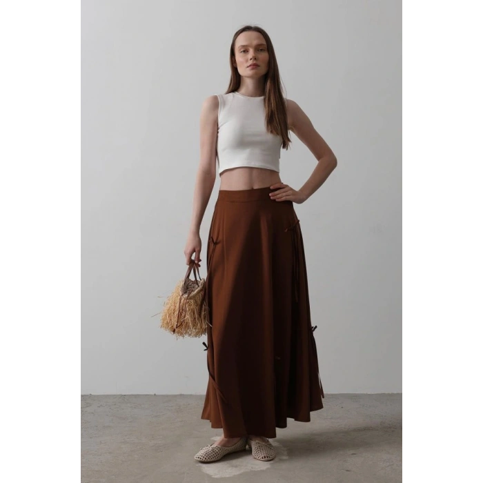 Fiyonk Kloş Etek  Kahve