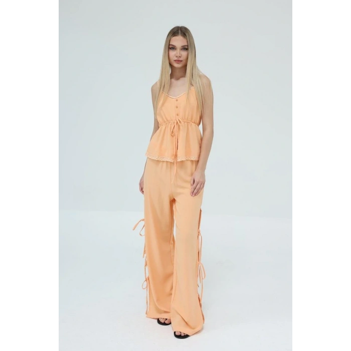 Fiyonklu Bluz Takım  Kavuniçi