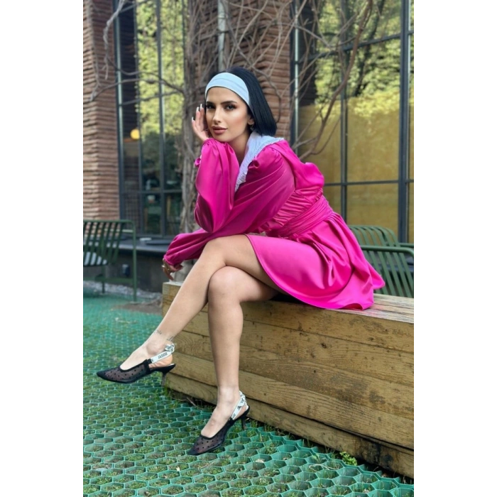 Fuşya Bebe Yakalı Elbise